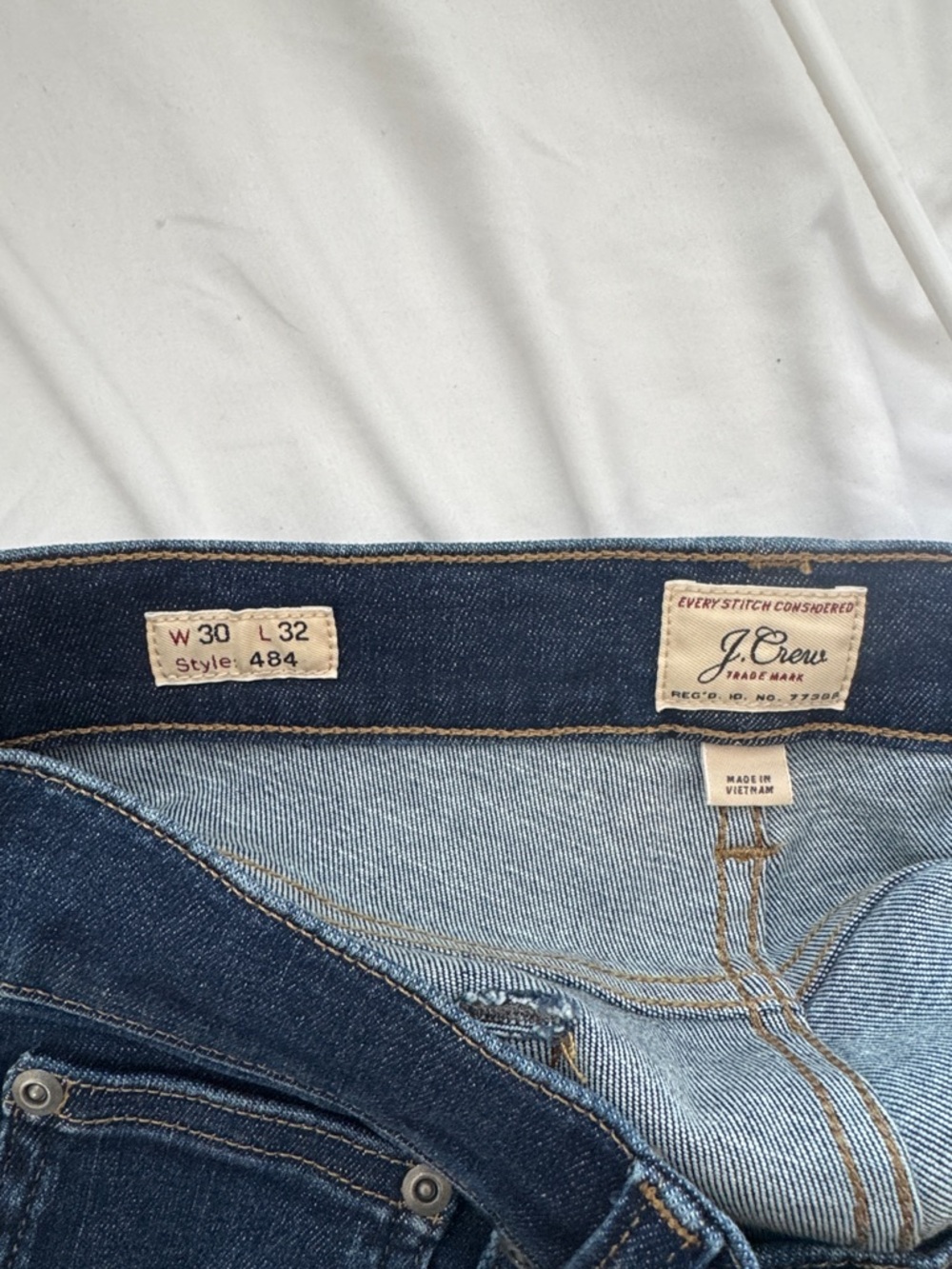J. Crew Dark Blue Denim Jeans with Contrast Stitching